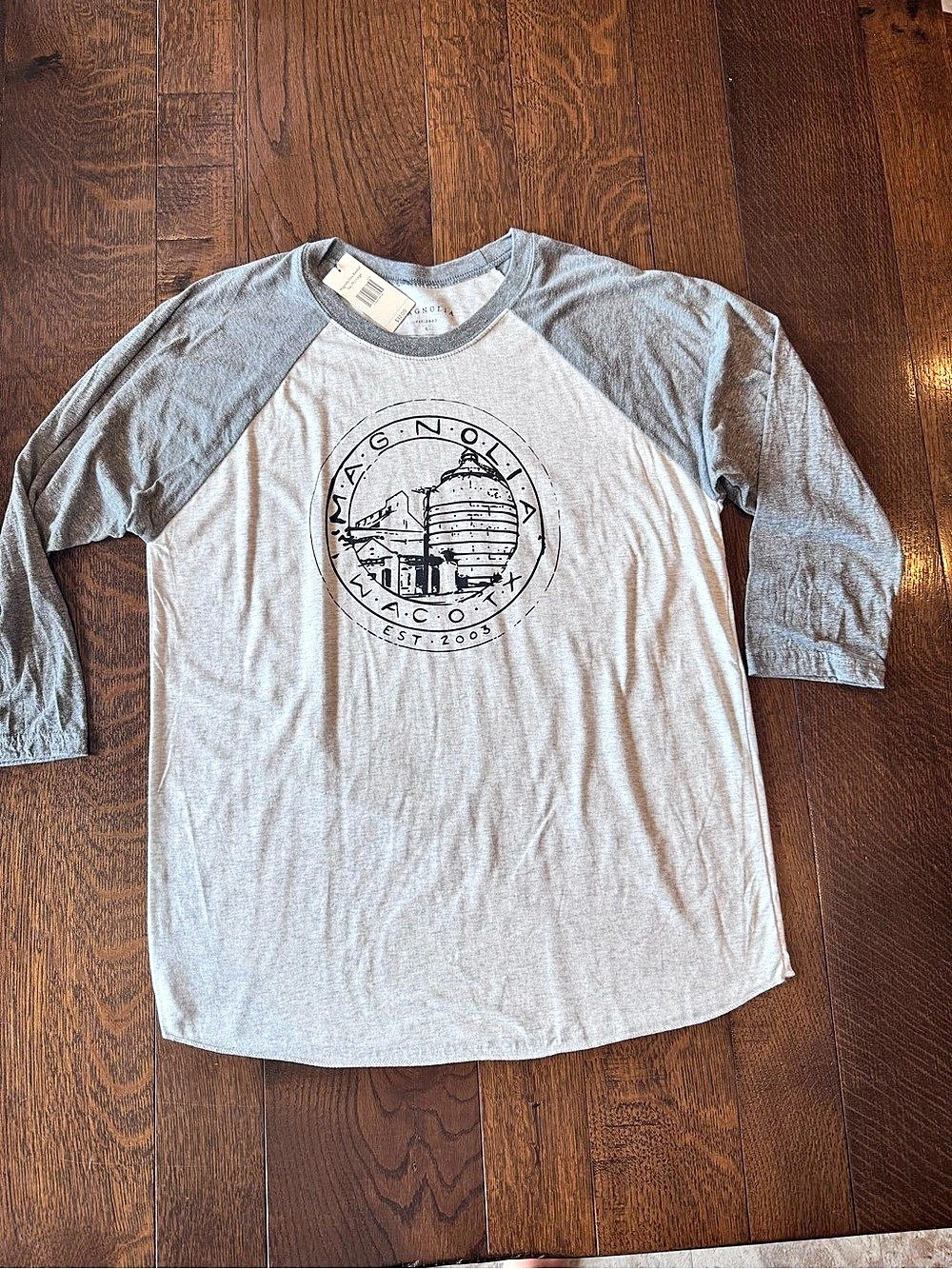 Magnolia Gnome Magnolia Silos Baseball Tee Baseball Tee Gray Large NWT